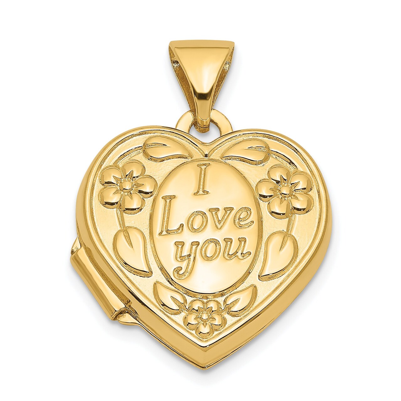14K Gold I Love You Heart Locket Pendant Jewelry 20.3mm x 15.3mm